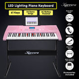 Darrahopens Audio & Video > Musical Instrument & Accessories Karrera 61 Keys Electronic LED Piano Keyboard with Stand - Pink