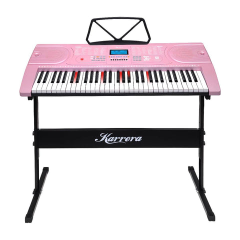 Darrahopens Audio & Video > Musical Instrument & Accessories Karrera 61 Keys Electronic LED Piano Keyboard with Stand - Pink