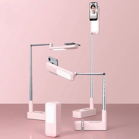 Darrahopens Audio & Video > Photography LED Portable Phone Holder Stand Wireless Remote Dimmable Selfie Fill Light Lamp Pink