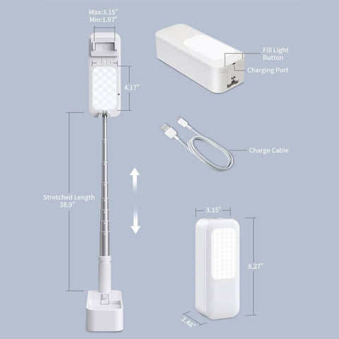 Darrahopens Audio & Video > Photography LED Portable Phone Holder Stand Wireless Remote Dimmable Selfie Fill Light Lamp White