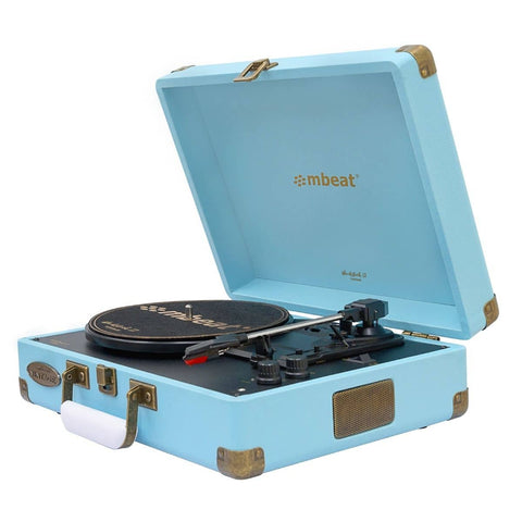 darrahopens Audio & Video > Speakers mbeat Woodstock II Sky Blue Retro Bluetooth (TX/RX) Turntable