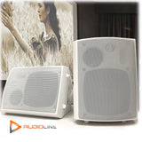 darrahopens Audio & Video > Speakers New Audioline Indoor Outdoor Speaker Pair 3-Way 4\" Bookshelf Wall / Ceiling Mount