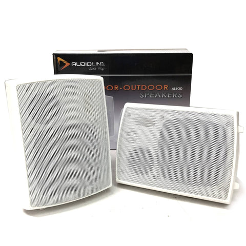 darrahopens Audio & Video > Speakers New Audioline Indoor Outdoor Speaker Pair 3-Way 4\" Bookshelf Wall / Ceiling Mount