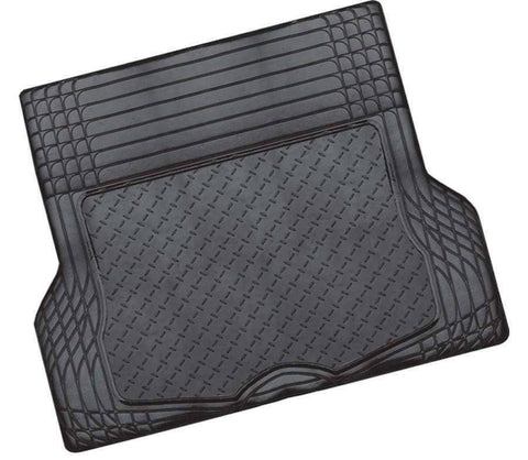 darrahopens Auto Accessories > Auto Accessories Others ALUMINIUM LOOK 1-Piece Boot Mat - BLACK [Rubber/Aluminium Look]