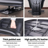 darrahopens Auto Accessories > Auto Accessories Others Giantz PU Leather Tractor Seat with Sliding Track - Black