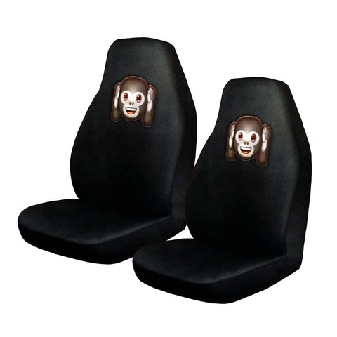 Darrahopens Auto Accessories > Auto Accessories Others Pair of Emoji Car Front Seat Covers Monkey Face