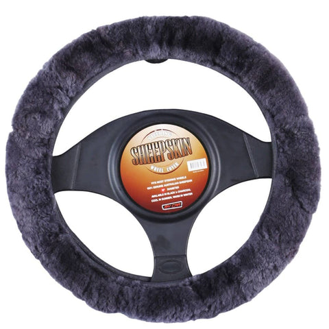 darrahopens Auto Accessories > Auto Accessories Others Sheepskin Steering Wheel Cover - Charcoal