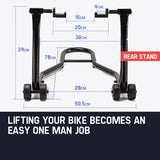 darrahopens Auto Accessories > Auto Accessories Others T-REX Motorcycle Stands Front & Rear Heavy-Duty Motorbike Lift Paddock Steel