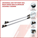 darrahopens Auto Accessories > Auto Accessories Others Universal Car Top Roof Rail Rack Cross Bar Aluminium Lockable 1350MM