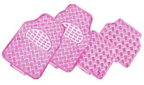 darrahopens Auto Accessories > Auto Accessories Others VENOM 4-Piece Car Mat - PINK [Rubber/Aluminium Look]