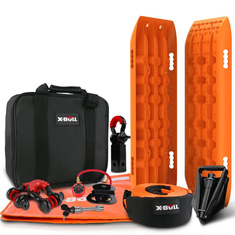 Darrahopens Auto Accessories > Auto Accessories Others X-BULL Winch Recovery Kit Snatch Strap Off Road 4WD with Recovery Tracks Gen 2.0 Boards Orange