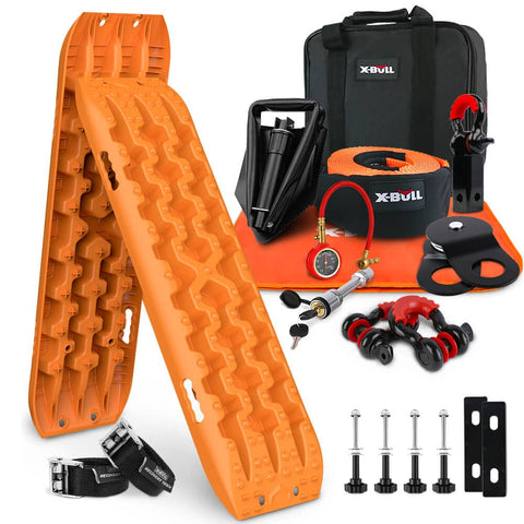 Darrahopens Auto Accessories > Auto Accessories Others X-BULL Winch Recovery Kit with Recovery Tracks Boards Gen 3.0 Mounting Pins Snatch Strap Off Road 4WD Orange