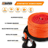 Darrahopens Auto Accessories > Auto Accessories Others ZESUPER Winch Rope 9.5MM X 30M Dyneema SK75 Hook Synthetic Car Tow Recovery Cable Hook