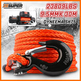 Darrahopens Auto Accessories > Auto Accessories Others ZESUPER Winch Rope 9.5MM X 30M Dyneema SK75 Hook Synthetic Car Tow Recovery Cable Hook