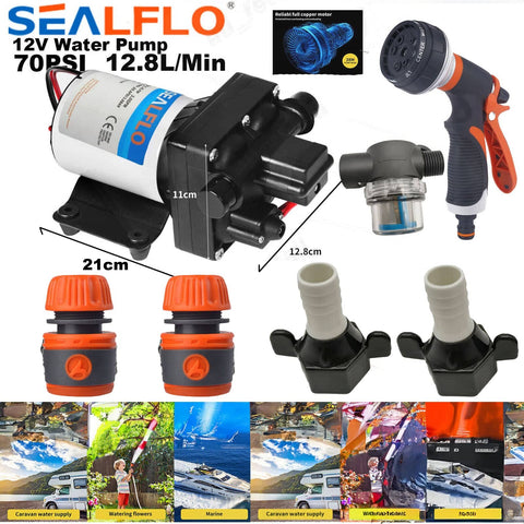 Darrahopens Auto Accessories > Tools 12V SEALFLO Water Pump High Pressure Self-priming rv Camping Boat 70PSI 11.3L/M