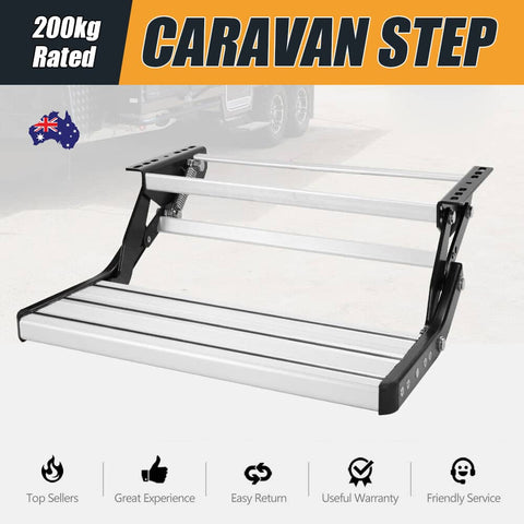 Darrahopens Auto Accessories > Tools 200KG Heavy Duty Caravan Step Folding Pull Out Portable RV Camper Trailer Tools
