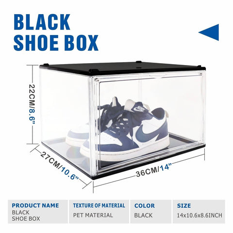 Darrahopens Auto Accessories > Tools 5PC  Black Stackable Shoe Display Box Hard Acrylic Sneaker Storage Containers Case