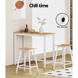 Darrahopens Auto Accessories > Tools Artiss Bar Table Ari Dining Desk High Solid Wood Kitchen Shelf Wooden White Cafe