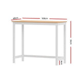 Darrahopens Auto Accessories > Tools Artiss Bar Table Ari Dining Desk High Solid Wood Kitchen Shelf Wooden White Cafe