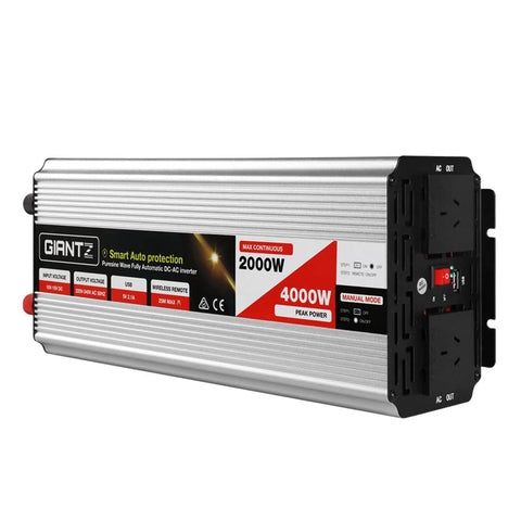 darrahopens Auto Accessories > Tools Giantz Power Inverter 2000W or 4000W Pure Sine Wave 12V-240V Camping Boat Caravan