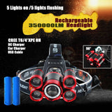 Darrahopens Auto Accessories > Tools LED Headlamp Rechargeable 350000LM Headlight T6 Head Torch Lamp Fishing Camping