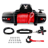 Darrahopens Auto Accessories > Winches X-BULL 12V Electric Winch 14500LBS synthetic rope with 4PCS Recovery Tracks Gen3.0 Black