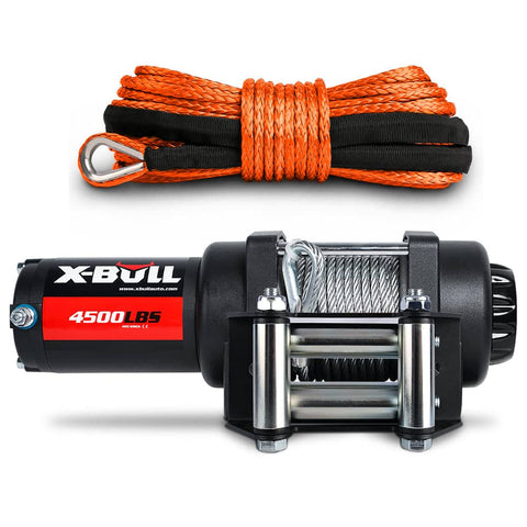 Darrahopens Auto Accessories > Winches X-BULL 12V Electric Winch 4500LB Winch Boat Trailer Steel Cable With 5.5MX13M Synthetic Rope Orange