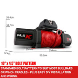 Darrahopens Auto Accessories > Winches X-BULL 14500LBS Electric Winch 12V synthetic rope with 4PCS Recovery Tracks Gen3.0 Red