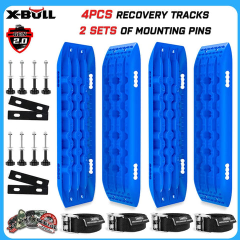 Darrahopens Auto Accessories > Winches X-BULL 4X4 Recovery tracks 10T 2 Pairs/ Sand tracks/ Mud tracks/  Mounting Bolts Pins Gen 2.0 -Blue