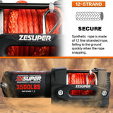 Darrahopens Auto Accessories > Winches ZESUPER 12V Winch 3500LBS Electric Winch ATV Winch Synthetic Rope Trailer BOAT