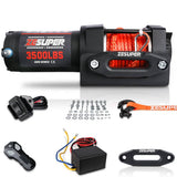 Darrahopens Auto Accessories > Winches ZESUPER 12V Winch 3500LBS Electric Winch ATV Winch Synthetic Rope Trailer BOAT
