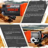 Darrahopens Auto Accessories > Winches ZESUPER Electric Winch 2500LBS/1134KG 12V 15.2M Steel Cable ATV UTV 4WD 4X4 Boat