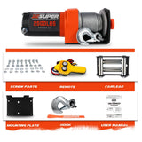 Darrahopens Auto Accessories > Winches ZESUPER Electric Winch 2500LBS/1134KG 12V 15.2M Steel Cable ATV UTV 4WD 4X4 Boat
