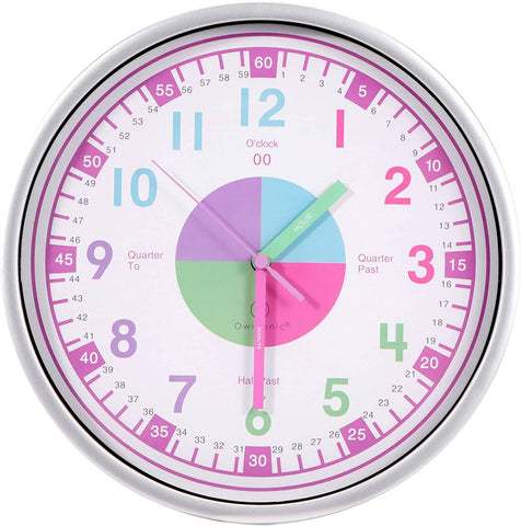 darrahopens Baby & Kids > Baby & Kids Others Telling Time Analogue Silent Wall Clock (Pink). Perfect Educational Tool for Homeschool, Classroom, Teachers and Parents