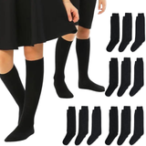 Darrahopens Baby & Kids > Boys Clothing 12x Pairs School Uniform Knee High Socks Cotton Rich Girls Boys Kids Bulk - Black - 2-8 (10-12 Years Old)