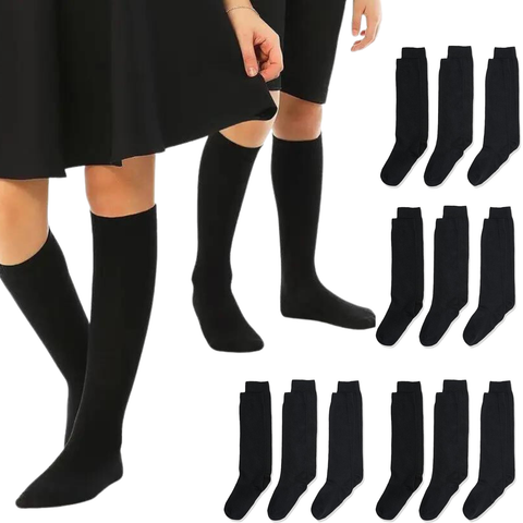 Darrahopens Baby & Kids > Boys Clothing 12x Pairs School Uniform Knee High Socks Cotton Rich Girls Boys Kids Bulk - Black - 2-8 (10-12 Years Old)