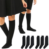 Darrahopens Baby & Kids > Boys Clothing 6x Pairs School Uniform Knee High Socks Cotton Rich Girls Boys Kids Bulk - Black - 6-11 (12+ Years Old)