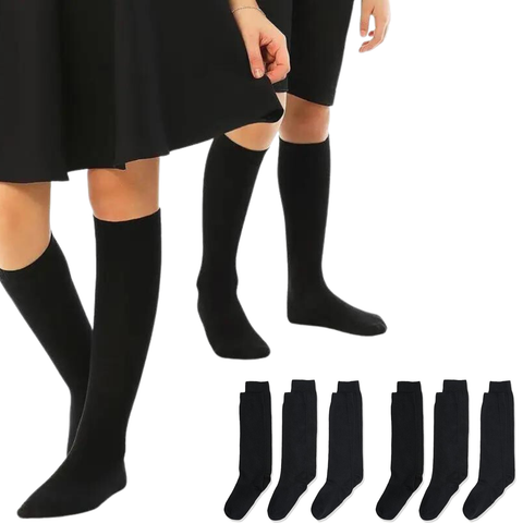 Darrahopens Baby & Kids > Boys Clothing 6x Pairs School Uniform Knee High Socks Cotton Rich Girls Boys Kids Bulk - Black - 6-11 (12+ Years Old)