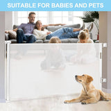 Darrahopens Baby & Kids > Gates & Playpens Retractable 1.5M Doorways Hallways Stairs Baby Gate Dog Pet Gate Indoor Outdoor Safety Gates White