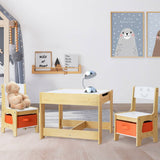 darrahopens Baby & Kids > Kid's Furniture Keezi 3PCS Kids Table and Chairs Set Activity Chalkboard Toys Storage Box Desk