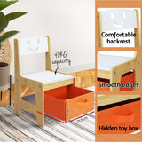 darrahopens Baby & Kids > Kid's Furniture Keezi 3PCS Kids Table and Chairs Set Activity Chalkboard Toys Storage Box Desk