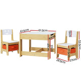 darrahopens Baby & Kids > Kid's Furniture Keezi 3PCS Kids Table and Chairs Set Activity Chalkboard Toys Storage Box Desk