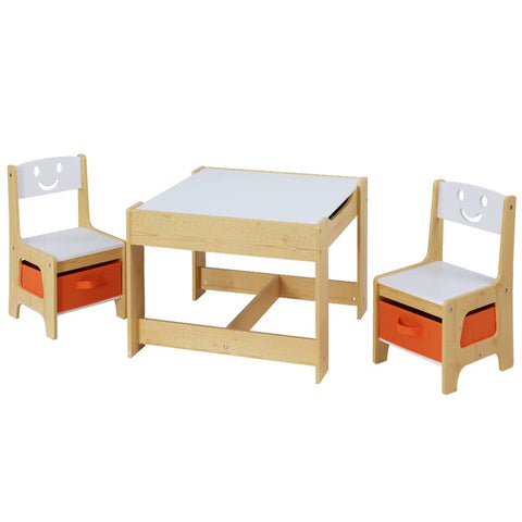 darrahopens Baby & Kids > Kid's Furniture Keezi 3PCS Kids Table and Chairs Set Activity Chalkboard Toys Storage Box Desk