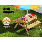 darrahopens Baby & Kids > Kid's Furniture Keezi Kids Outdoor Table and Chairs Picnic Bench Set Umbrella Water Sand Pit Box
