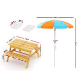 darrahopens Baby & Kids > Kid's Furniture Keezi Kids Outdoor Table and Chairs Picnic Bench Set Umbrella Water Sand Pit Box