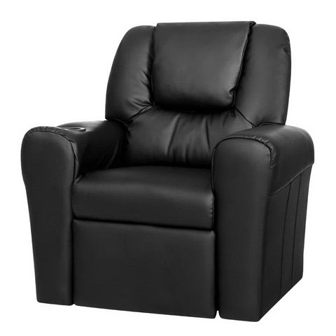darrahopens Baby & Kids > Kid's Furniture Keezi Kids Recliner Chair Black PU Leather Sofa Lounge Couch Children Armchair