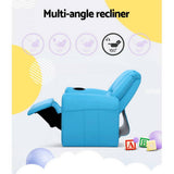 darrahopens Baby & Kids > Kid's Furniture Keezi Kids Recliner Chair Blue PU Leather Sofa Lounge Couch Children Armchair