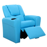 darrahopens Baby & Kids > Kid's Furniture Keezi Kids Recliner Chair Blue PU Leather Sofa Lounge Couch Children Armchair