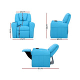 darrahopens Baby & Kids > Kid's Furniture Keezi Kids Recliner Chair Blue PU Leather Sofa Lounge Couch Children Armchair