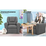 darrahopens Baby & Kids > Kid's Furniture Keezi Kids Recliner Chair Grey Linen Soft Sofa Lounge Couch Children Armchair